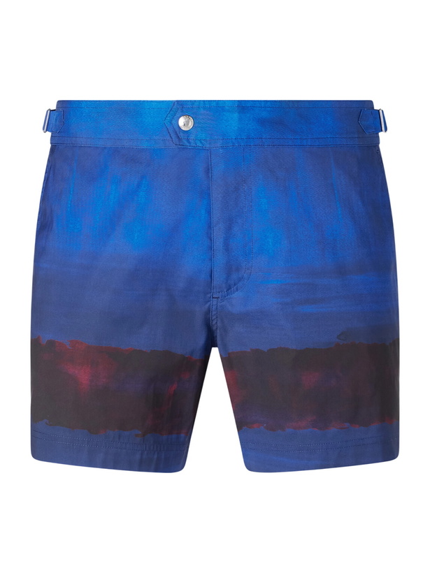 Photo: TOM FORD - Straight-Leg Mid-Length Dégradé Swim Shorts - Blue
