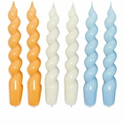 HAY Spiral Candles - Set Of 6 in Tangerine/Light Blue/Grey