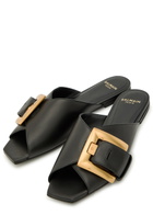 Balmain Oversized Buckle Leather Sandals Black