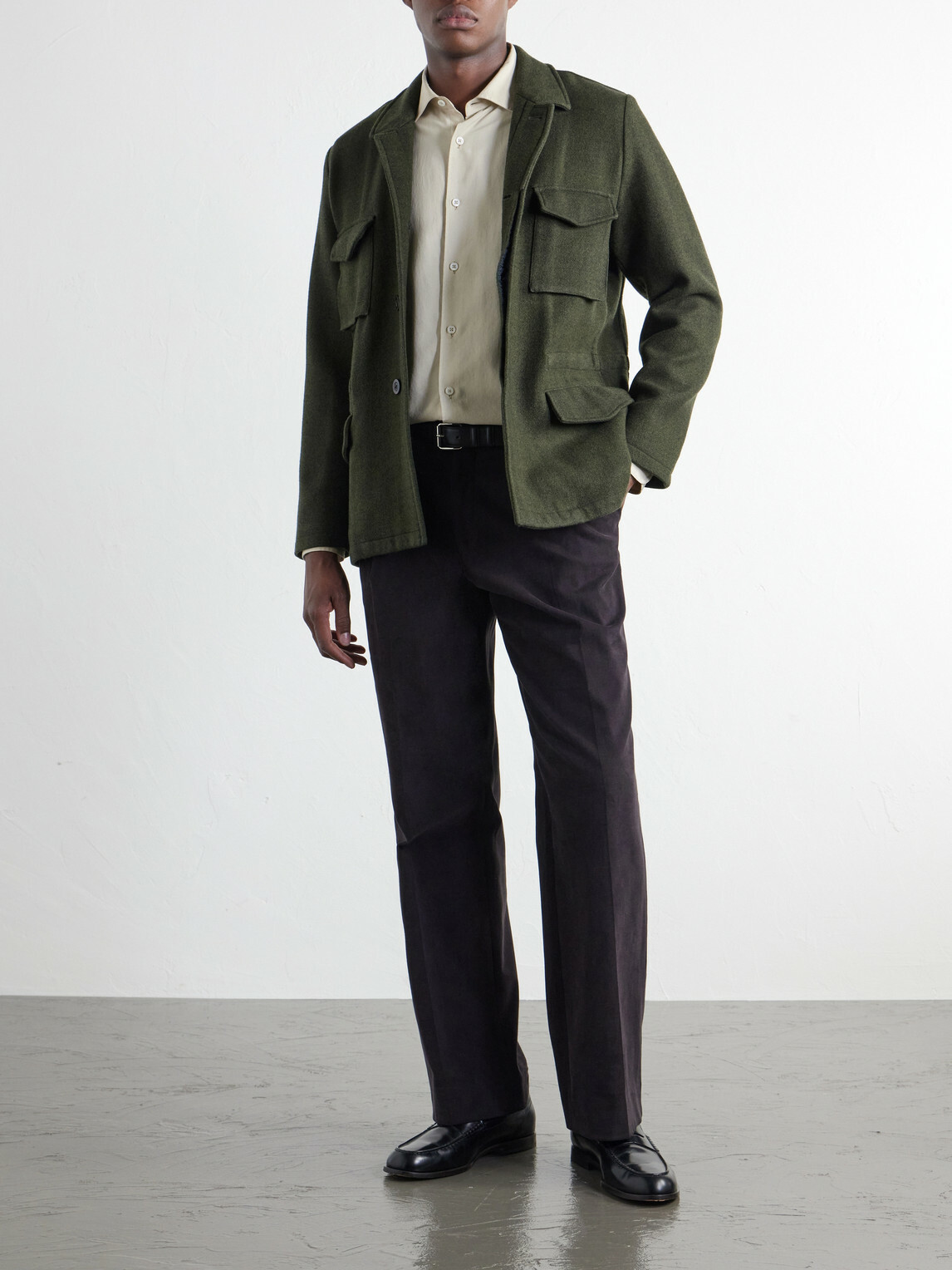 Boglioli - Herringbone Wool-Twill Overshirt - Green