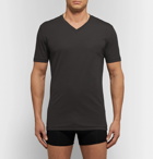 Zimmerli - Striped Stretch-Cotton T-Shirt - Men - Charcoal