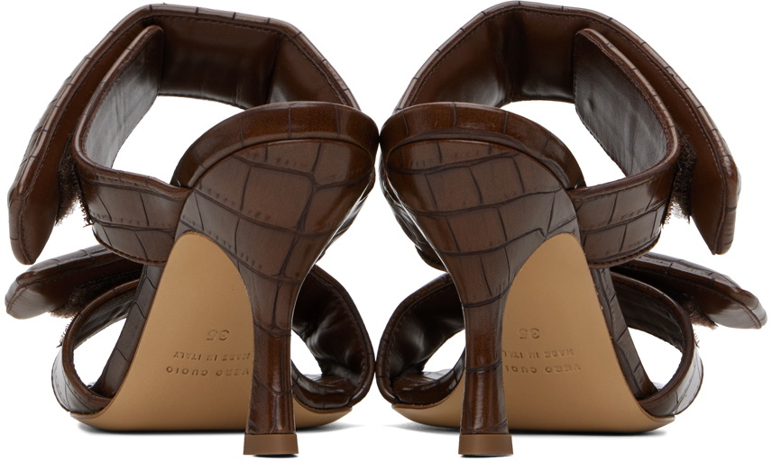 GIABORGHINI Brown Perni 03 Croc Heeled Sandals