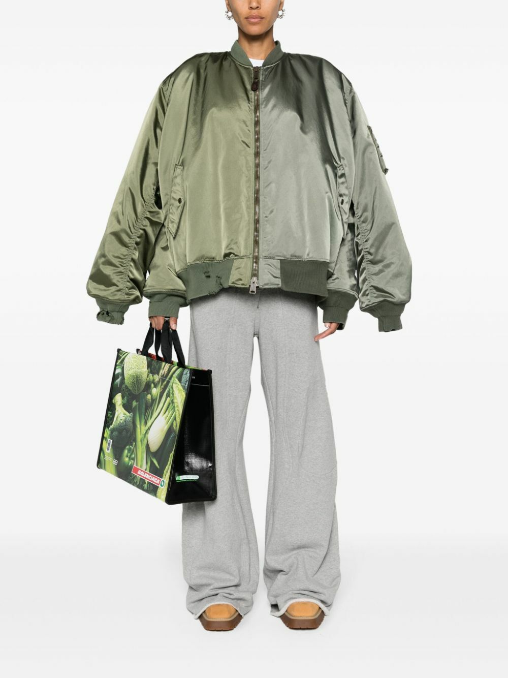 Balenciaga Green Double-Sleeves Bomber Jacket