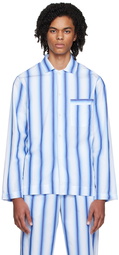 Tekla Blue Stripe Long Sleeve Pyjama Shirt