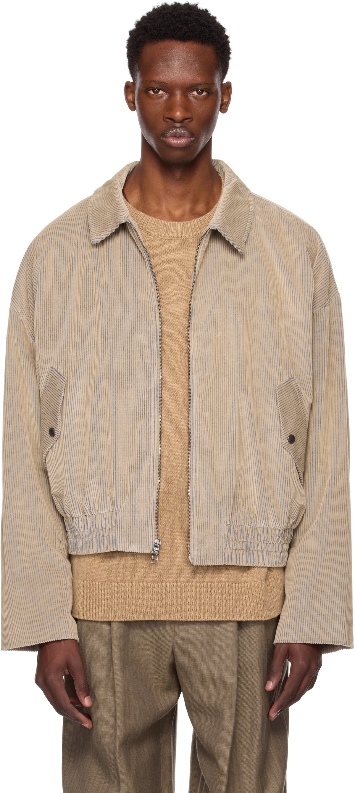 The Elder Statesman Beige Wale Cord Jacket