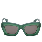Loewe Eyewear Women's Loewe Cat Eye Sunglasses in Shiny Dark Green/Brown 