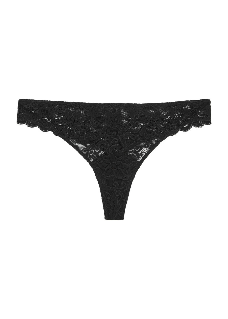 Hanro Moments Lace Thong Black