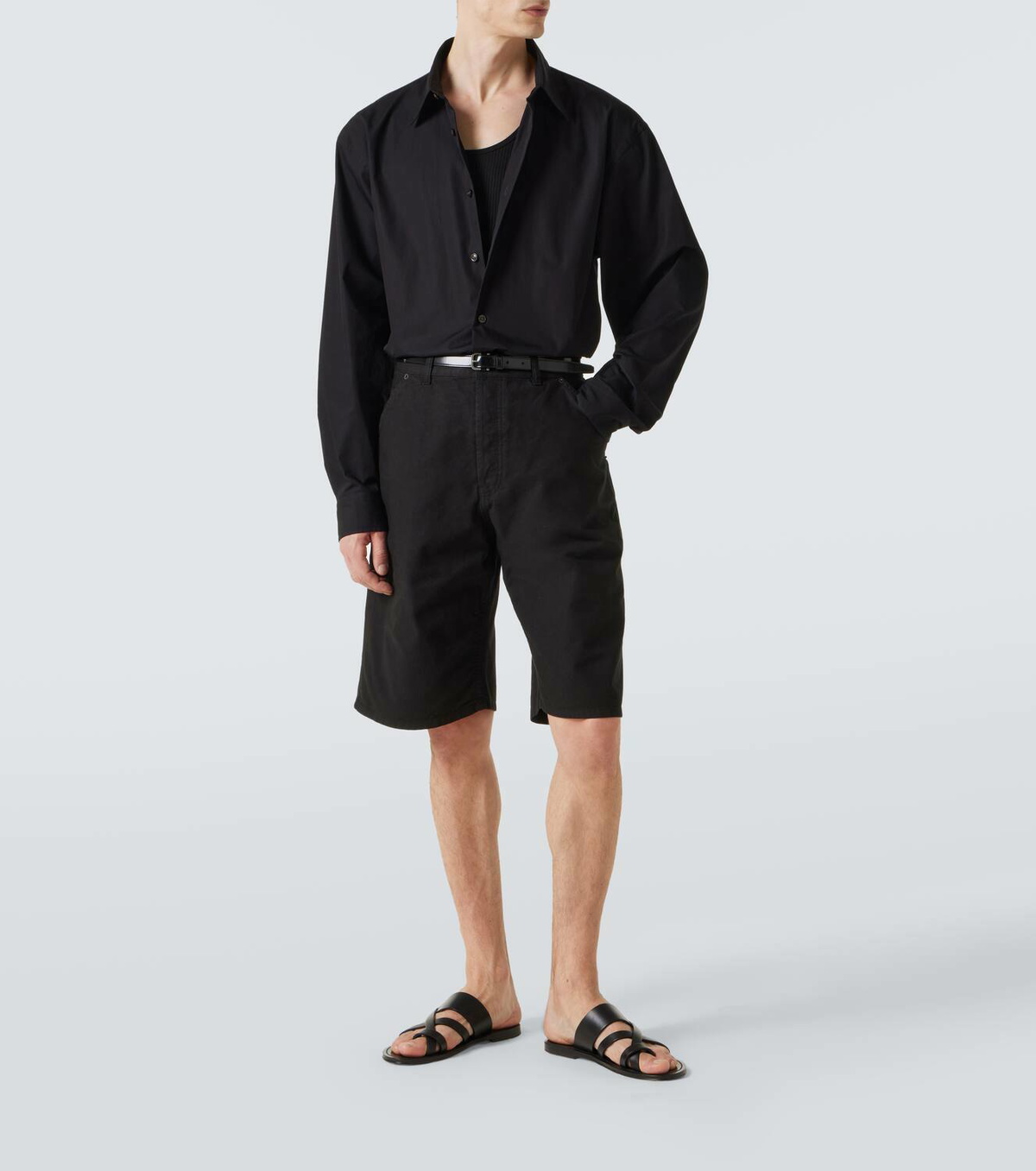 Saint Laurent Mid-rise cotton twill Bermuda shorts