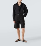 Saint Laurent Mid-rise cotton twill Bermuda shorts