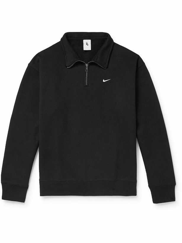 Photo: Nike - Logo-Embroidered Cotton-Terry Half-Zip Sweatshirt - Black