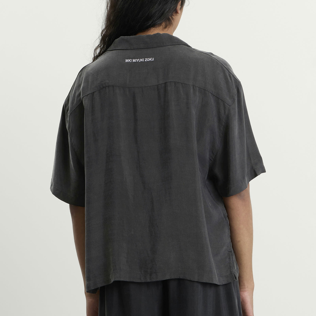 MKI Men's Ribbed Cupro Vacation Shirt in Sueded Black