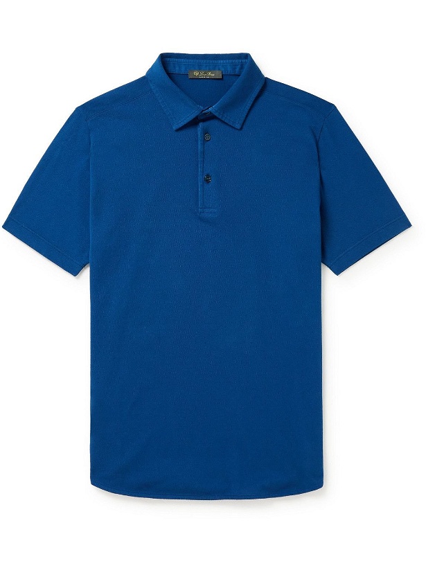 Photo: Loro Piana - Cotton-Piqué Polo Shirt - Blue