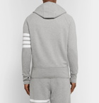 Thom Browne - Striped Loopback Cotton-Jersey Zip-Up Hoodie - Gray