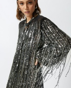 Pinko Mini Dress With Sequins And Fringing Black/Silver