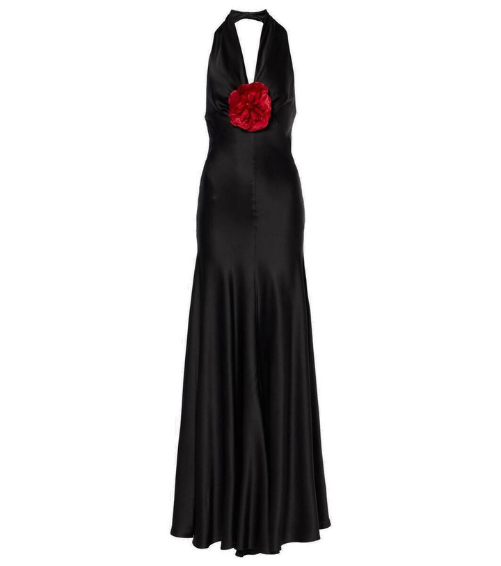 Photo: Rodarte Floral-appliqué silk satin midi dress