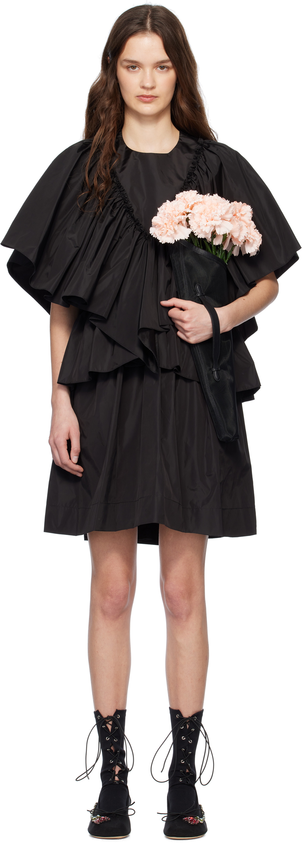 Simone Rocha Black Short Ruffle Minidress