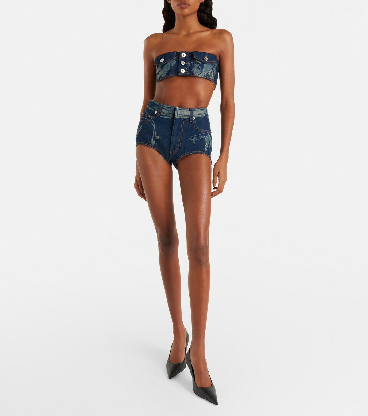 Jean Paul Gaultier Trompe-l'œil denim shorts