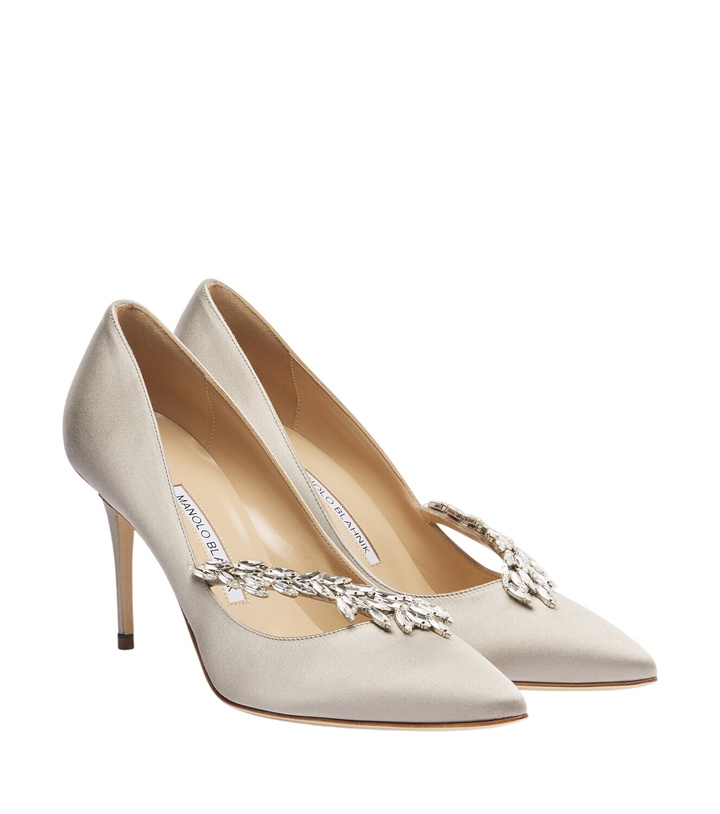 Photo: Manolo Blahnik Nadira embellished satin pumps
