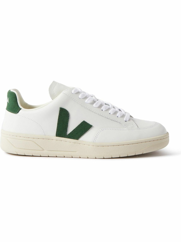 Photo: Veja - V-12 Suede-Trimmed Leather Sneakers - White