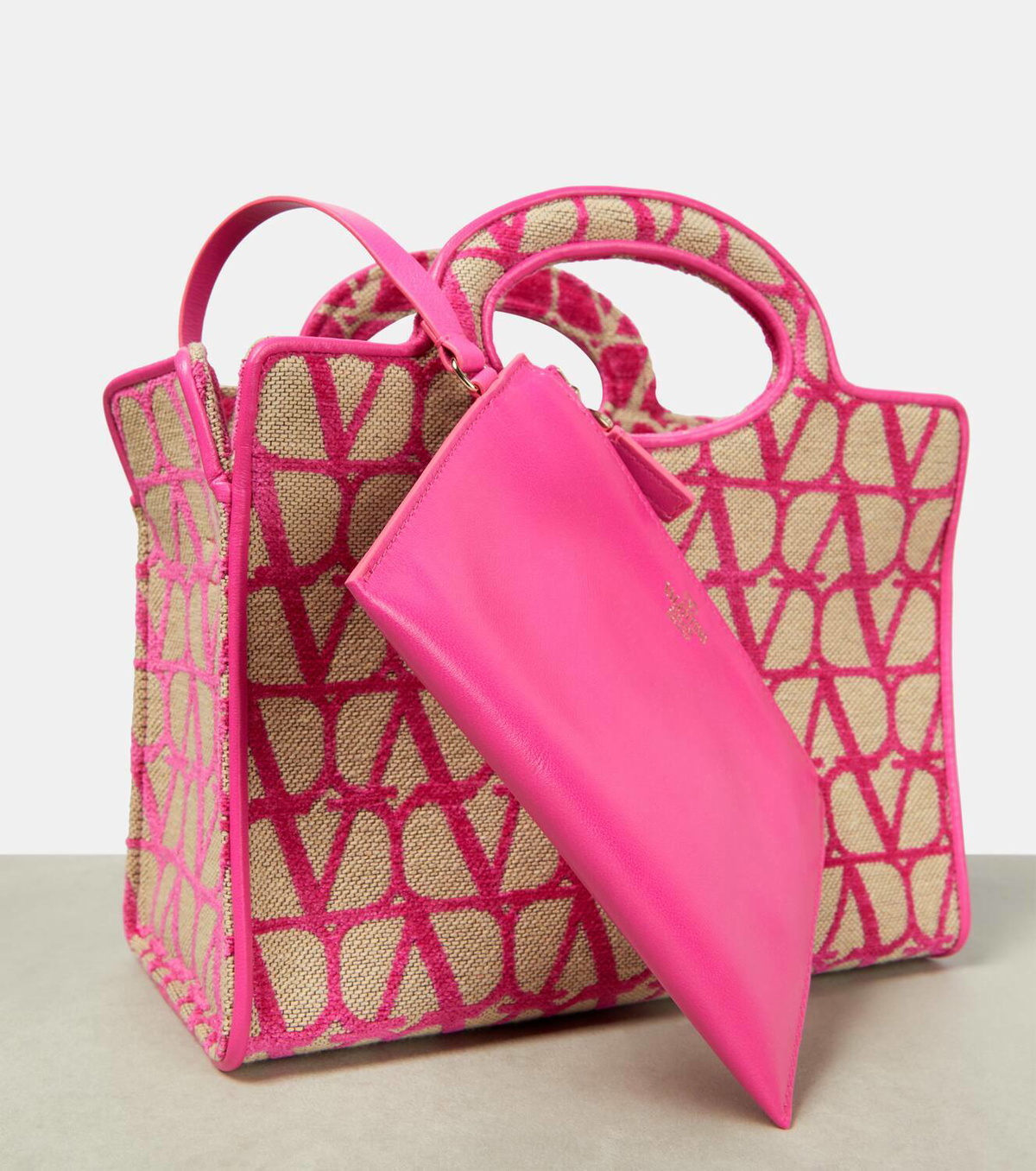 【VALENTINO】LE TROISIEME MINI TOTE BAG VALENTINO GARAVANI Le Troisième mini canvas-jacquard tote