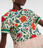 La DoubleJ La Scala feather-trimmed cotton T-shirt