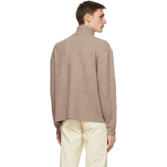 Winnie New York Beige Wool Cable Knit Turtleneck Winnie New York