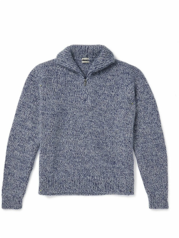 Photo: Massimo Alba - Wool, Mohair and Silk-Blend Half-Zip Sweater - Blue
