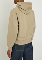 Ami Paris Logo-embroidered Hooded Cotton Sweatshirt Beige