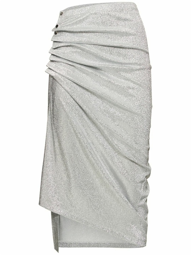 Photo: RABANNE Viscose Jersey Lurex Draped Midi Skirt