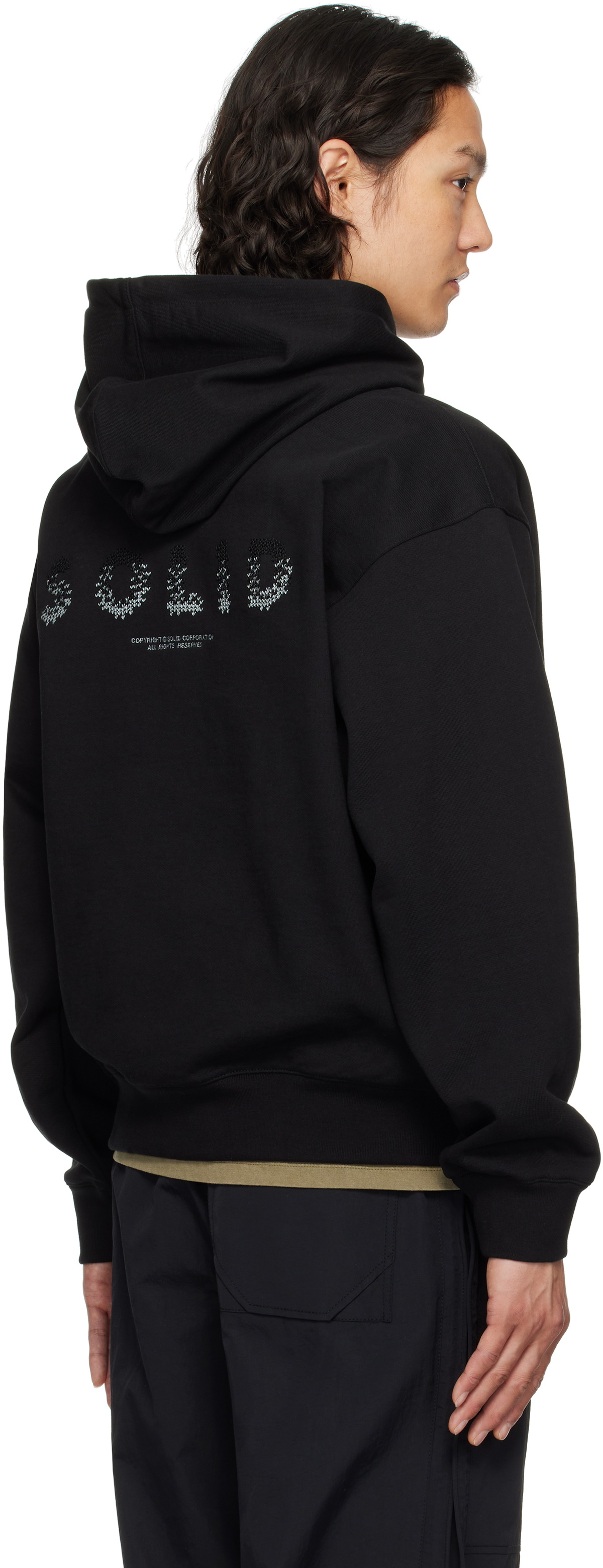 Solid Homme Black Gradient Embroidery Back Logo Hoodie