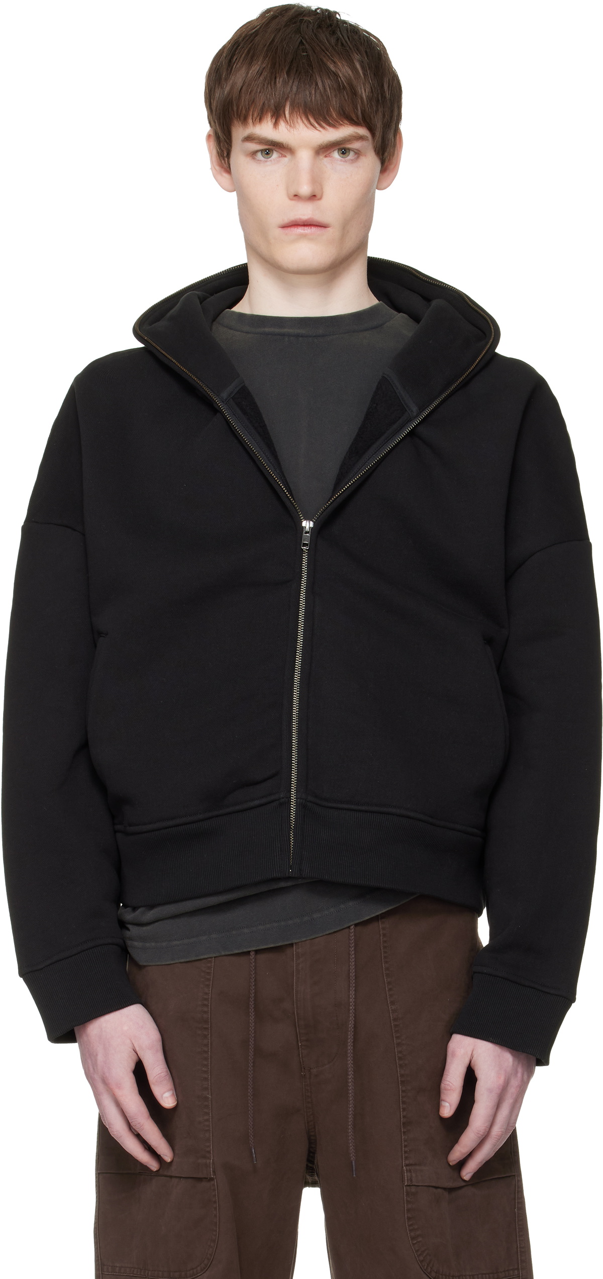 Haider Ackermann Brown Embroidered Zipped Hoodie Haider Ackermann