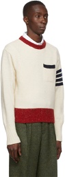 Thom Browne Off-White Mohair Jersey Stitch 4-Bar Pullover Sweater