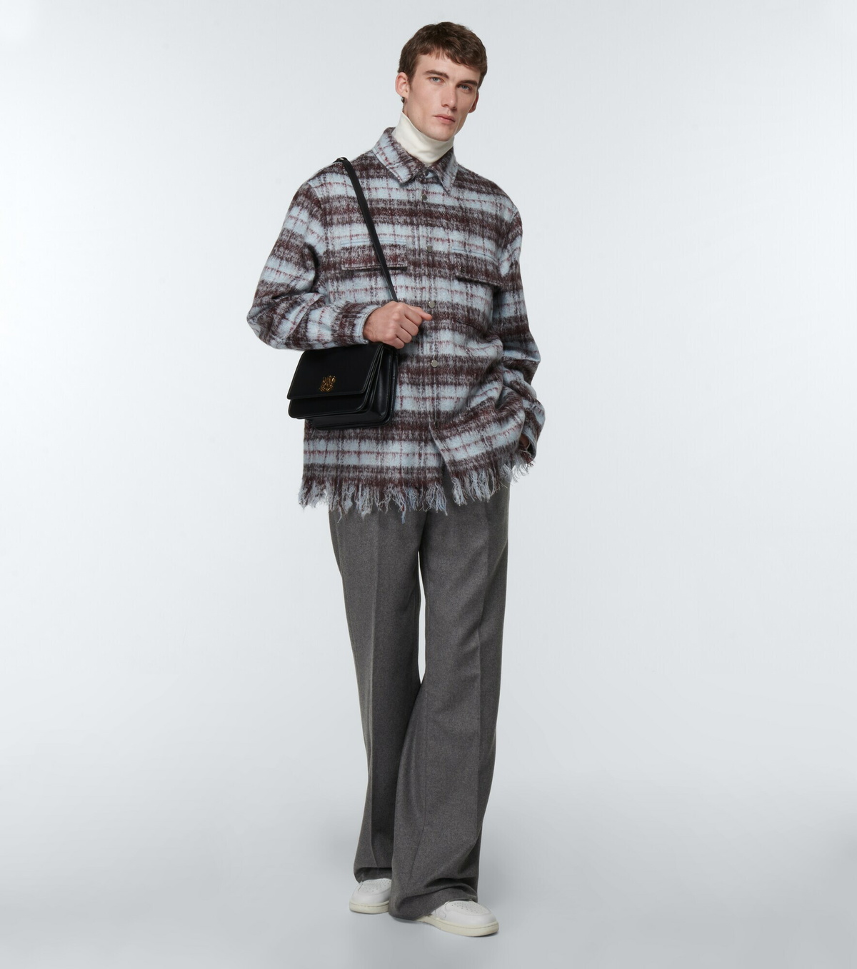 Amiri - Flared wool-blend flannel pants