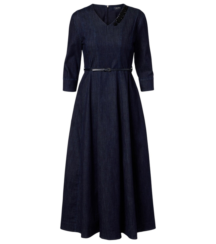 Photo: 'S Max Mara Vela embellished belted denim midi dress