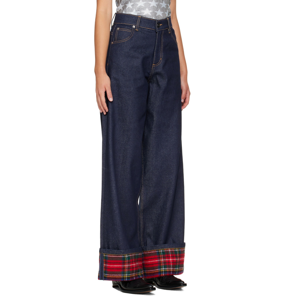 Charles Jeffrey LOVERBOY Navy Scarf Wide Jeans