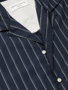 OFFICINE GÉNÉRALE - Eren Camp-Collar Striped Cotton-Poplin Shirt - Blue