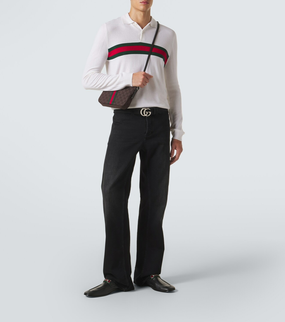 Gucci Web Stripe cashmere polo shirt