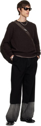 YOKE Black Laser Processed Wide-Leg Buggy Jeans