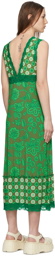 Anna Sui Green Paradisiac Combo Mesh Dress