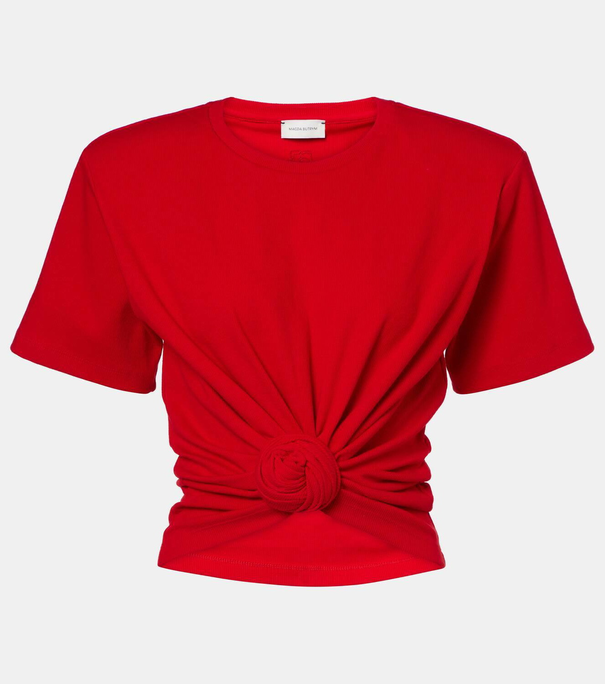 Magda Butrym Knotted cropped cotton-blend jersey T-shirt