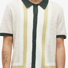 Wax London Men's Tellaro Knit Short Sleeve Shirt in Green/Ecru