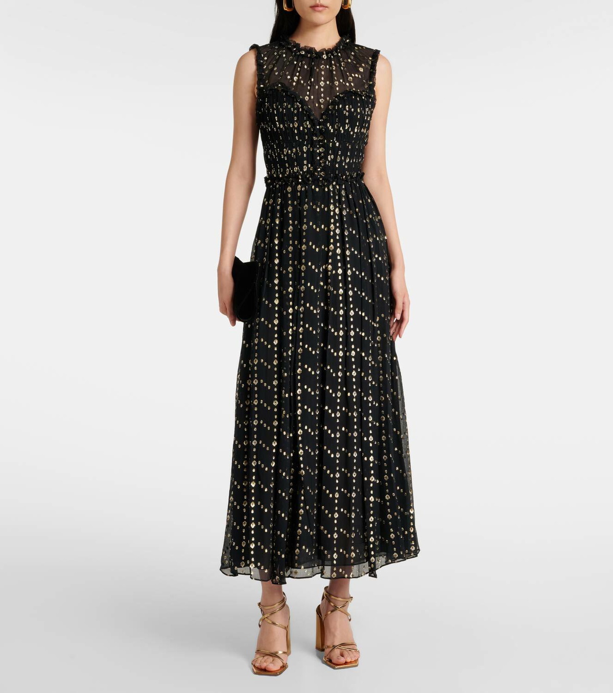 送料込/関税込■Ulla Johnson■コットン＆シルク マキシドレス Ulla Johnson Kasia Sleeveless Floral Silk Midi Dress