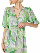 MC2 Saint Barth Cotton And Silk Long Dress Bliss With Palm Print