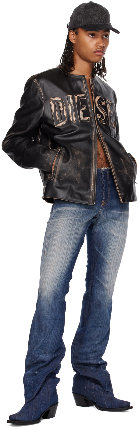 Diesel Black L-Met Leather Jacket Diesel