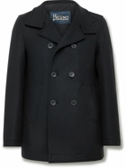 Herno - Double-Breasted Wool-Blend Twill Peacoat - Blue