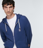 Brunello Cucinelli - Ribbed-knit cotton zipped hoodie