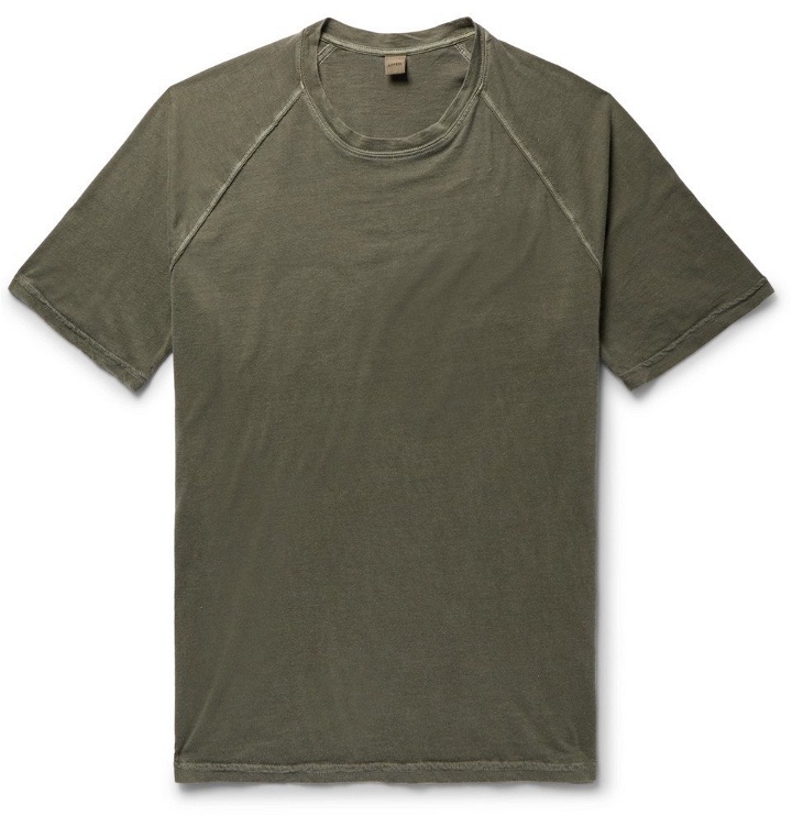 Photo: Aspesi - Slim-Fit Washed Cotton-Jersey T-Shirt - Men - Army green