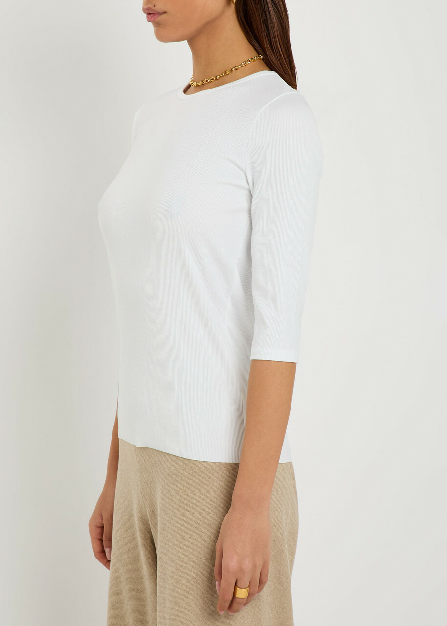 Vince Ribbed Stretch-jersey top Off White