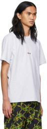 MSGM Grey Cotton Logo T-Shirt