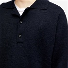 MHL by Margaret Howell Men's Oversized Knitted Long Sleeve Polo Shirt in Ink